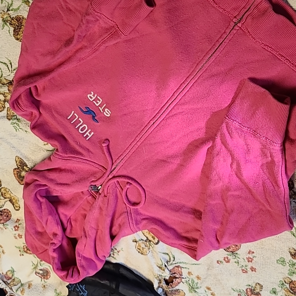 pink Hollister zip up hoodie